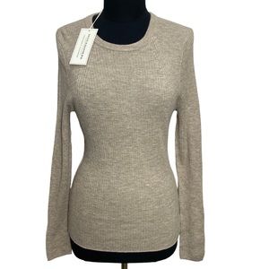 360 Cashmere Tan Ribbed Sweater Lightweight Long 100% Cashmere NWT